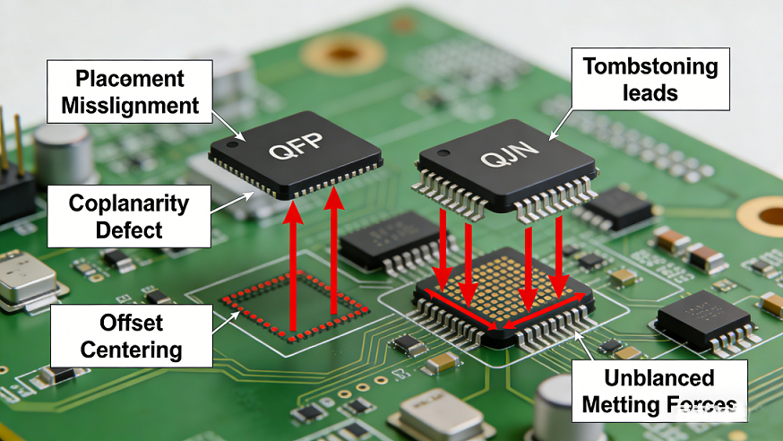 Tombstoning in QFP and QFN Devices: A Comprehensive Analysis of Process-Independent Causes Beyond Pad Design